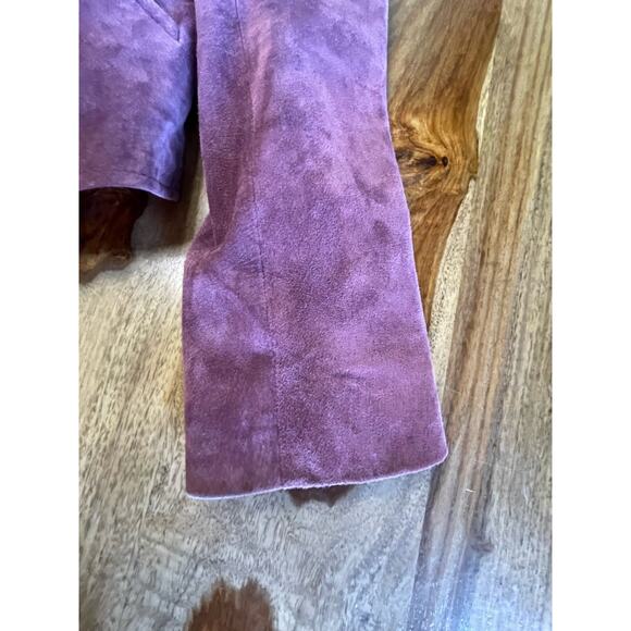 IE Petite 100% Leather Rose Colored Button Up Long Sleeve Coat Beautiful - Picture 7 of 7